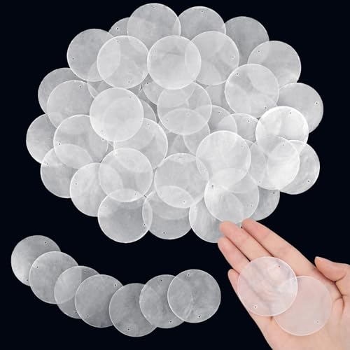 100PCS White Capiz Shells, 2 Inch Round Natural Sea Shells