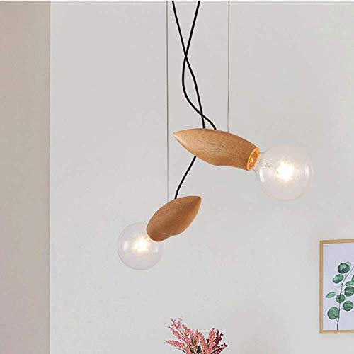 Lámpara de araña de diseño nórdico en hierro de metal con base de madera 5
