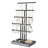 PORTE-COLLIER : Au lieu de fouiller dans votre boîte à bijoux ou tiroir pour trouver vos colliers, avec ce porte-collier, vos colliers sont toujours à portée de vue. 5 étages de différentes hauteurs vous permettent d'accrocher des colliers de différentes longueurs tout en les empêchant de s'emmêler