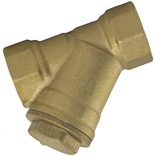 AERZETIX - C60618 - Filtro con tamiz en Y Hembra-Hembra 1/2' para Agua PN16, DN15 - Rosca Interior - Longitud 56mm - para Llave 25mm - riego por Goteo fontanería - en latón