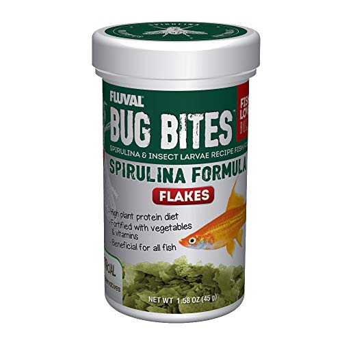 Fluval Bug Bites Fish Food with Spirulina, Flakes for Small to Medium Sized Fish, 1.59 oz, A7355