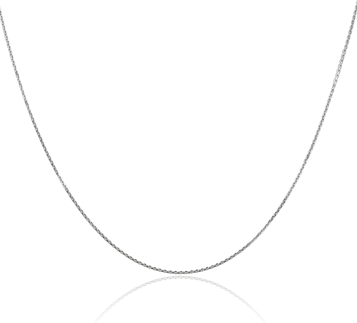 IceCarats 10K Solid White Gold 0.8mm Dainty Round Cable Chain Necklace Diamond Cut
