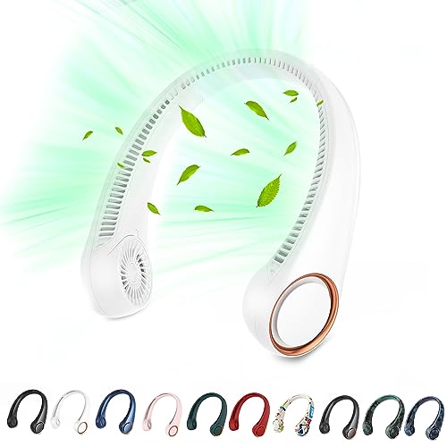 Image of penkou Portable Neck Fan, Hands Free Personal Fan,360° Airflow,3-16 Running Hours, 72 Wind Outlets,4000mAh Battery USB Rechargeable,3-Speeds, Birthday Gifts for Men Women(White)