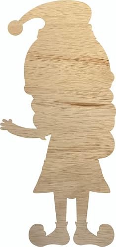 Elf Girl Christmas Wood 1" Shape, Unfinished Craft Cutout, DIY