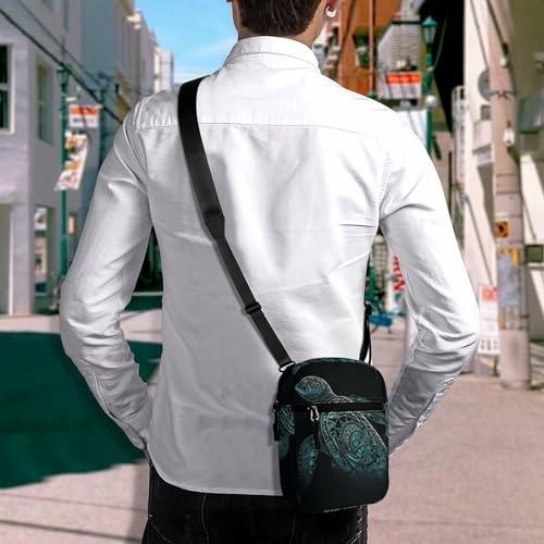 Personalized Small Crossbody Bag Water Resistant Messenger Bags Mini Glowing Green Sea Turtle Printing SlingBag For Men Women4