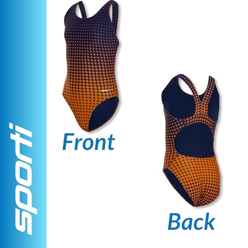 Image of Sporti Wide Strap Athletic One Piece Swimsuit for Women - Graphic Design Pattern - Swim Team Bathing Swimsuit for Competiton