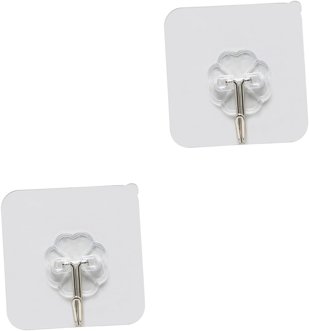 Cabilock 20pcs Heavy Duty Wall Hook Reusable Seamless Hooks for Bathroom and Kitchen and Oilproof Adhesive No Damage to Walls Easy to Install