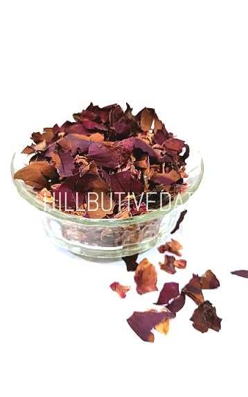 Hillbutiveda Sun Dried Rose Petals (Fresh Crop) - Dry Rosa Gallica - 100% Edible for Food - (Dried Rose Petals) (100)