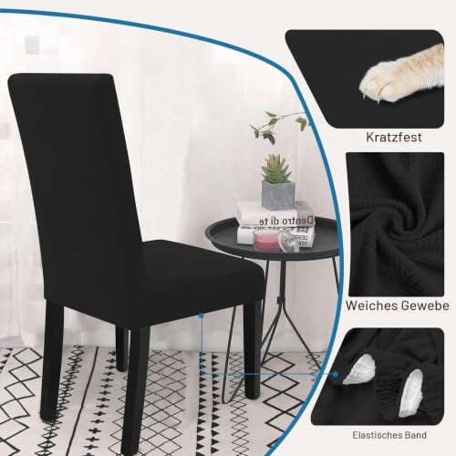 Ystyle Universal Stretch Stuhlhussen 6er Set, Schwarz – Ansicht 4