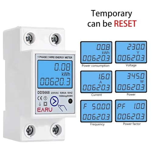 Voltmètre ampèremètre Din 110V avec compteur de consommation d'énergie LCD - 2