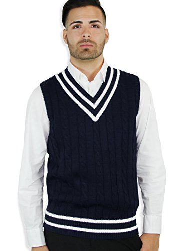 Blue Ocean Cable Sweater Vest-Medium Navy