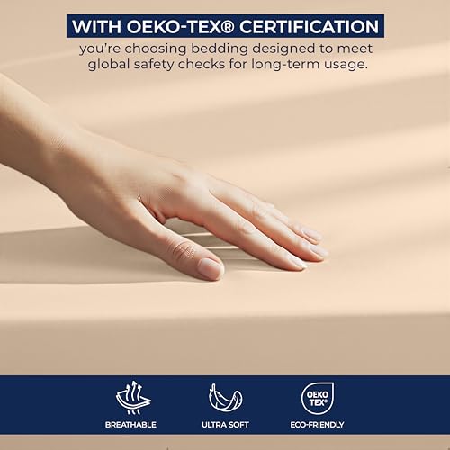 Image of Utopia Bedding Extra Deep Pocket King Fitted Sheet, Fits up to 21 Inch Mattress - Hotel Luxury, Soft, Breathable and Comfy - Shrinkage and Fade Resistant - Easy Care (Beige)