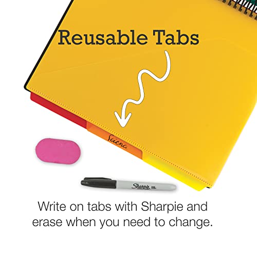 Samsill 2 Pack Deluxe 24 Pocket Spiral Project Organizer With 12 Dividers, Refillable Notepad, Customizable Front Cover, Erasable Write On Tabs In Assorted Colors, Plastic Folders With Pockets #TOP3