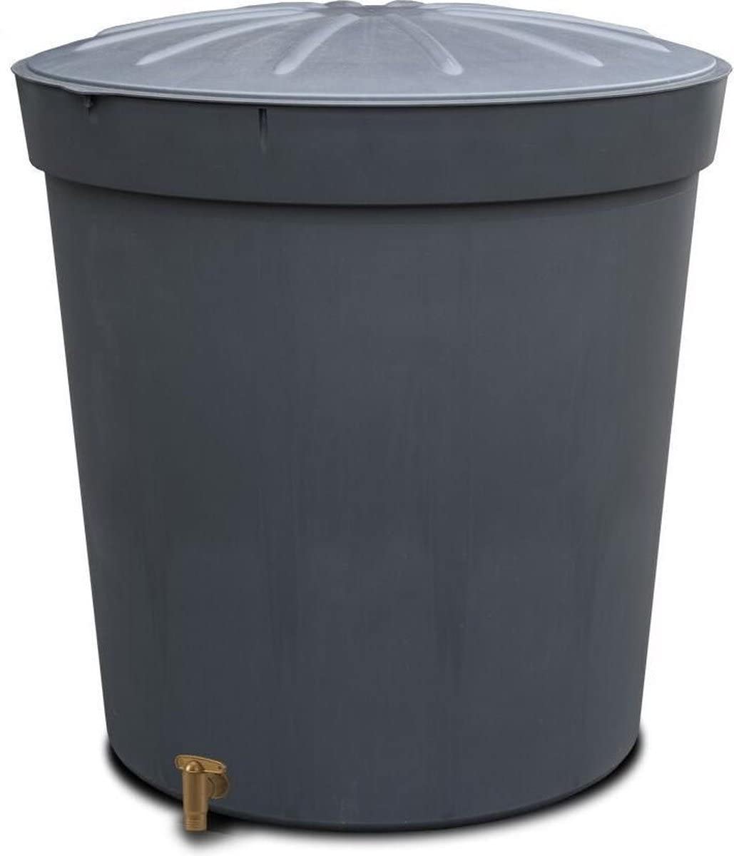Graf 500222 Regentonne Lanzarote 300 L rund, Deckel und Hahn, graphit