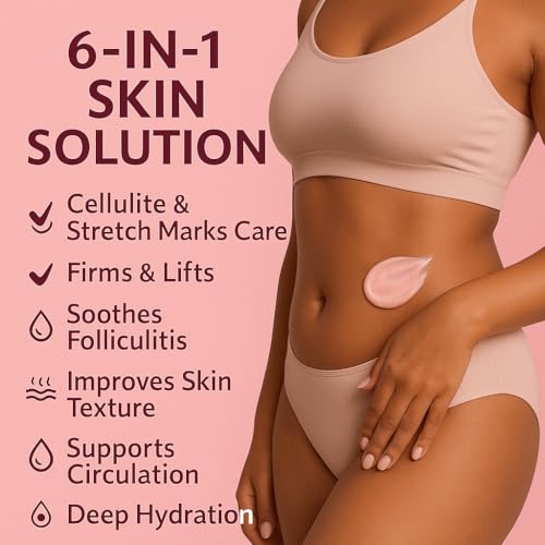 ADEUS Pink Rose Intensive Cream – Firming Anti-Cellulite & Stretch Mark Body Rosa Crema with Asiatica & Seaweed Extract – Moisturizing & Smoothing Skincare – 300 g (300g, Pink Rose)