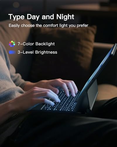 Image of Inateck NeoMagic Magnetic Keyboard Case for iPad 10th Generation 10.9 inch /11th Generation 2025 A16 11 inch, Floating Cantilever Stand, 7-Color Backlight, with Trackpad, Magic-Style Keyboard, Black