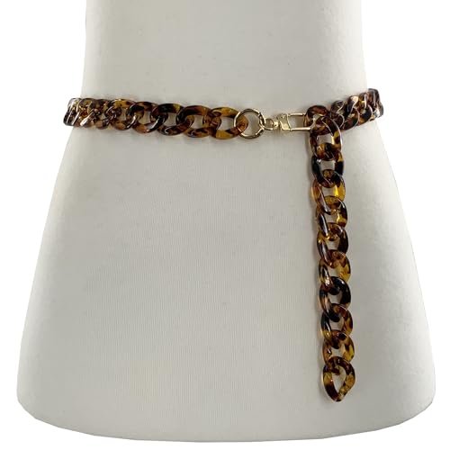 Women's Tortoiseshell Brown Leopard Link Chain Belt 5/8" wide3