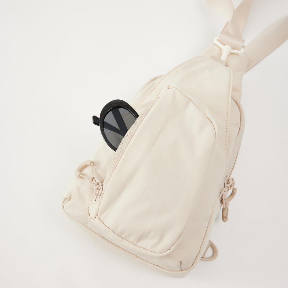 VAKAER Small Sling Bag for Women, Crossbody Bag with Adjustable Straps, Lightweight Chest Bag Daypack for Travel Hiking (Beige) - Image 5