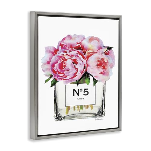Image of Glam Paris Vase Peony Still Life, 16 x 20 Inch Canvas in Floater Frame | Stupell Industries . By Amanda Greenwood . Ready to hang . Made in USA