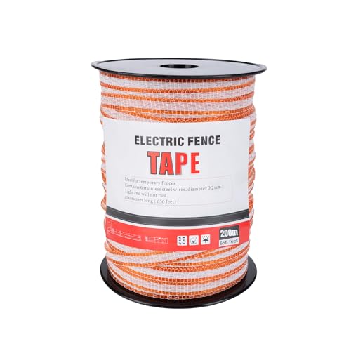 Electric Fence Polytape with 6 Conductors 1/2 Inch Width 656 Feet 200 Meter Length Portable Horse Fencing Polytape - UV Rust and Corrosion Resistant Red and Whtie