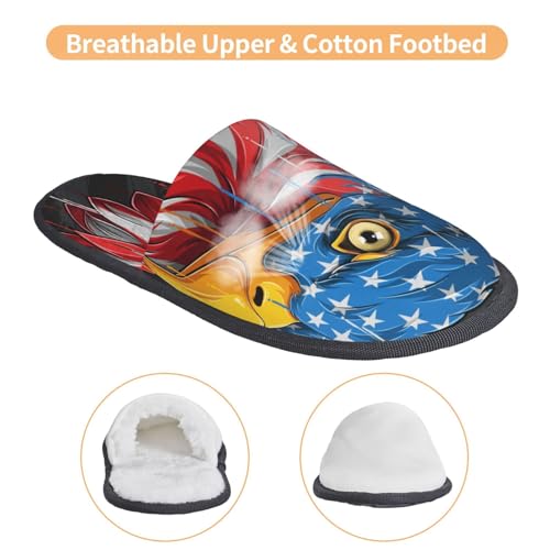 Eagle Head With American Flag Print Women Slippers Home Furry Shoes Keep Men Couples Shoes Warm For Women-4