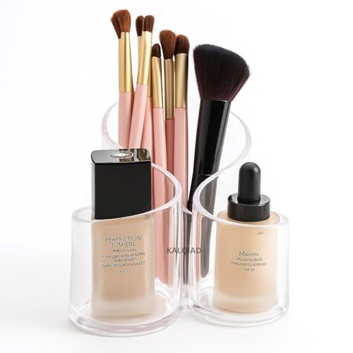 Image of Acrylic Cosmetic Organizer Makeup Brush Holder Acrylic Makeup Brush Nail Polish Lipstick Eyeliner Comb Beauty Storage Desk Rake Stand Organizer Transparent