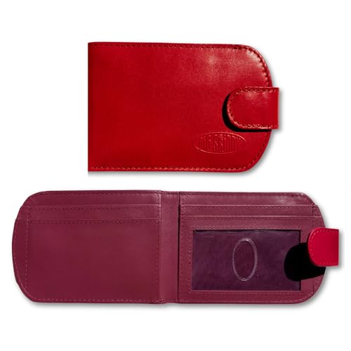Big Skinny Full Leather RFID Blocking Women's Taxicat Bi-Fold Slim Wallet, Cherry Red