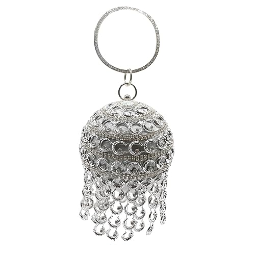 UMREN Women Round Ball Crystal Evening Clutch Purse Tassel Wedding