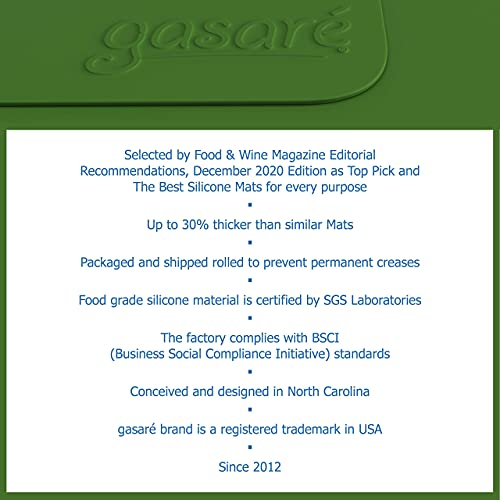 Image of GASARE, Set of 2, Extra Large, Thick, Silicone Mats for Kitchen Counter, Heat Resistant Mats, Countertop Protector, Non-Slip, Easy to Clean, 25 x 17 Inches x 1.4mm, Green