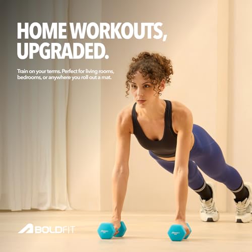 Image of Boldfit Adjustable Dumbbell Set for Men & Women,Rubber Coated Dumbbells with Anti-Slip Steel Handle,Compact, Space-Saving Home Gym Equipment for Strength Training & Weightlifting Full Body Workouts