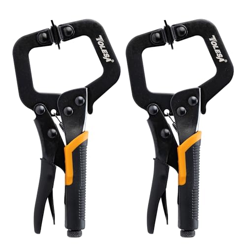 TOLESA 11 Inch Metal Face Clamps For Woodworking 2 Pcs Heavy Duty Pocket Hole Clamps Adjustable Locking C Clamps With Swivel Pads Wood Clamps For Woodworking Pocket Hole Joinery Cabinet Carpentry