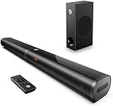 190W Sound Bars for TV, 2.1 TV Sound Bar with Subwoofer, 125dB, 6 EQ Modes, LED Display Off, 10 Bass Adjustable Surround Sound, Outdoor Sound Bar, 4K & HD TV, Optical/AUX/USB/ARC HDMI Soundbar