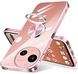 Cexitesuo For AQUOS Sense9 / Sense10 ケース SH-53E SHG14 SH-53F ケース リング付き クリア 耐衝撃 アクオスセンス9 カバー スタンド機能 aquos sense9 SH-M29 / sense10 SH-53F スマホケース 透明 TPU 軽量 スリム ソフト 擦り傷防止 落下防止 メッキ加工 (ローズゴールド)