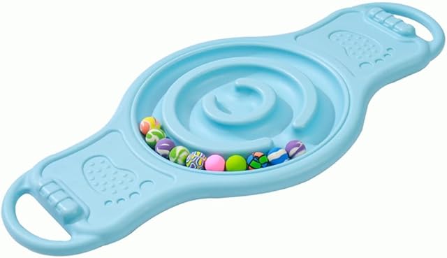 Balance Board with 5 Wooden Balls, Kids Rocking Seesaw, Sensory Balance Training Equipment, Educational Toy for Kids and Adults (Color : Blue)
