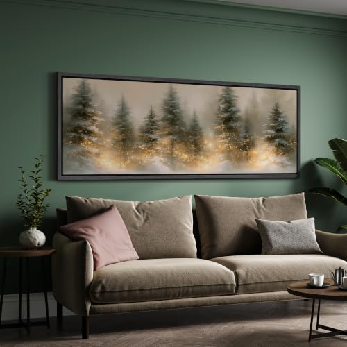 Image of MUDECOR Large Framed Canvas Print Wall Art Snow Pine Forest for Living Room