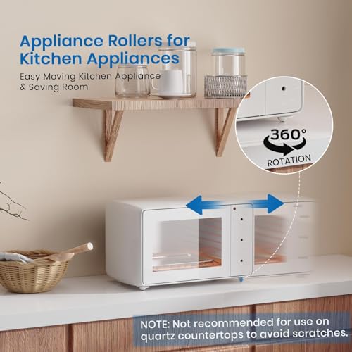 Image of Self Adhesive Caster Wheels, Appliance Rollers Appliance Slider for Kitchen, 360 Swivel Small Casters - Solve Coffee Maker Air Fryer Small Appliances Countertop Sliding (White - 36 Pcs)