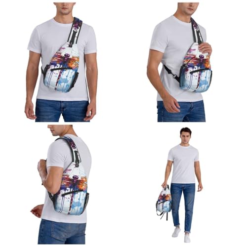 Mochila cruzada urbana negra para mujer y hombre miniatura 6