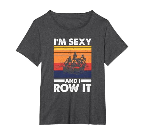 Funny Water Sports Whitewater Rafting T-Shirt, Women's Plus, Dark Heather Grey, 5X