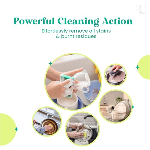 Image of Cleevo Dishwash Liquid Gel 2L Refill Pack (4 Sachets makes 2 Litre), No Bottle |Powder to Liquid | Removes Grease & Burnt Residue | Non-Toxic, Kids & Pet Safe Dish Cleaner (Lime)