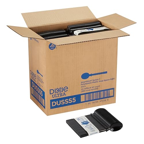 Image of Dixie Ultra SmartStock Series-T Polystyrene Soup Spoon Refill, Black, 960 /Carton (DUSSS5)