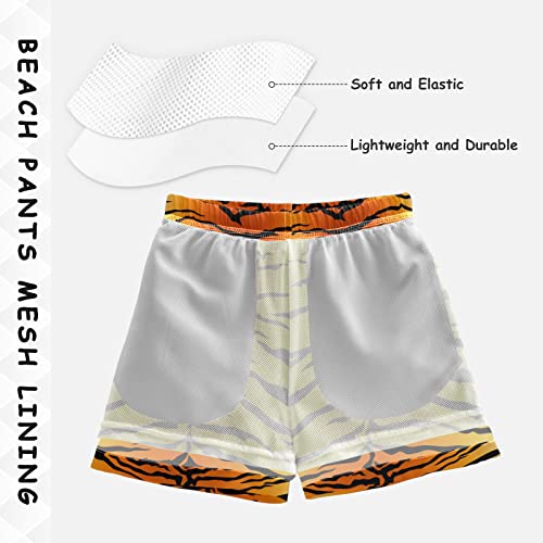 Boys Board Shorts Stripe Animals Tiger Print Boys Swim Trunks Shorts Teen Bathing Suit Swimwear, M3