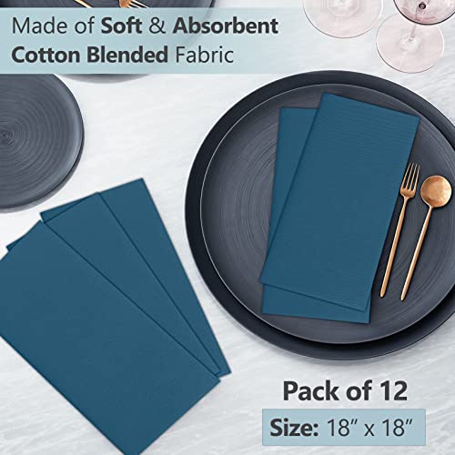 Ruvanti Cloth Napkins Set Of 12, 18X18 Inches Napkins Cloth Washable, Soft, Durable, Absorbent, Cotton Blend. Table Dinner Napkins Cloth For Hotel, Lunch, Restaurants, Weddings, Parties - Midnight #TOP3