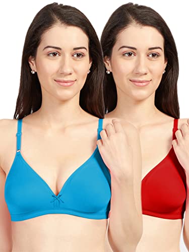 Image of SONARI Omania Womens Non-Padded Cotton Polyester Bras - Solid, Non-Wired, Medium Coverage, Hand Washable (Pack of 2)