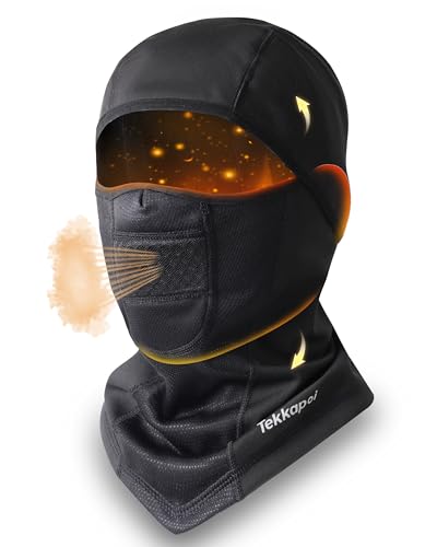 tekkapoi Sturmhaube Balaclava Winter Herren Damen Skimaske Thermo Winddicht Warm Sturmhaube für Skifahren Fahrrad Motorrad Radfahren Ski Mask Sturmmaske Atmungsaktive Balaklava Sturmhauben Schwarz