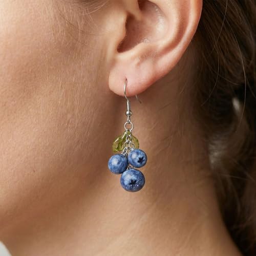 Boucles d'oreilles myrtille pendantes femme accessoire costume - 3