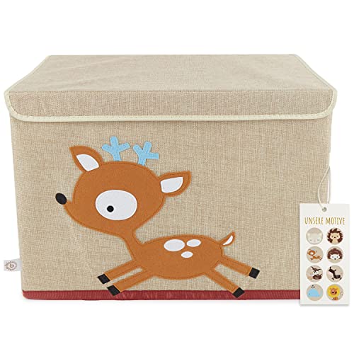 Bieco Caja de almacenamiento plegable con tapa, 65 litros, aprox. 36x36x51 cm, para niños, incluye