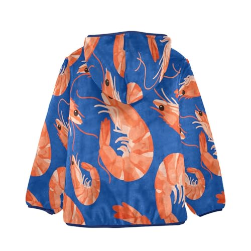Orange Lobster Shrimp Toddler Fleece Jacket Girl Boys Hooded Fleece Jacket Coat Warm Outwear Zip-up 3-10T2