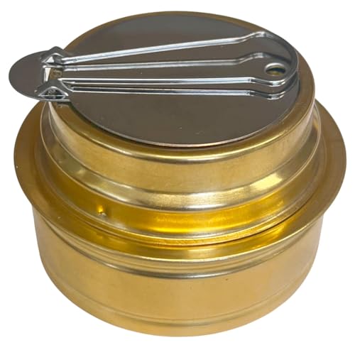 Buri Spiritusbrenner kompakter Alkoholbrenner Spiritus Kocher Dose H 52 x Ø 74 mm auslaufsicher mit Gummidichtung Zubehör für Campingkocher Sturmkocher