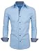 Tom's Ware Mens Classic Slim Fit Contrast Inner Long Sleeve Dress Shirts TWNMS314-1-317-SKY-US L