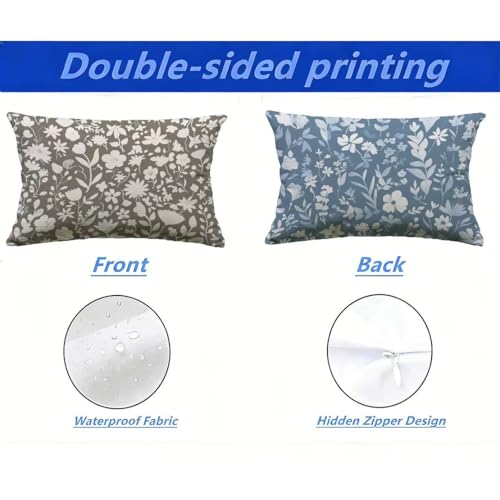 Housse de coussin de jardin 40x70 cm étanche gris lot de 2 - 3